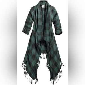 Harley Davidson Plaid fringed cardigan